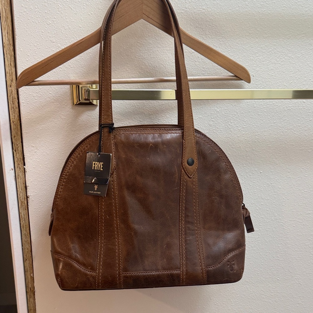 Frye Cognac Brown Leather Dome Satchel